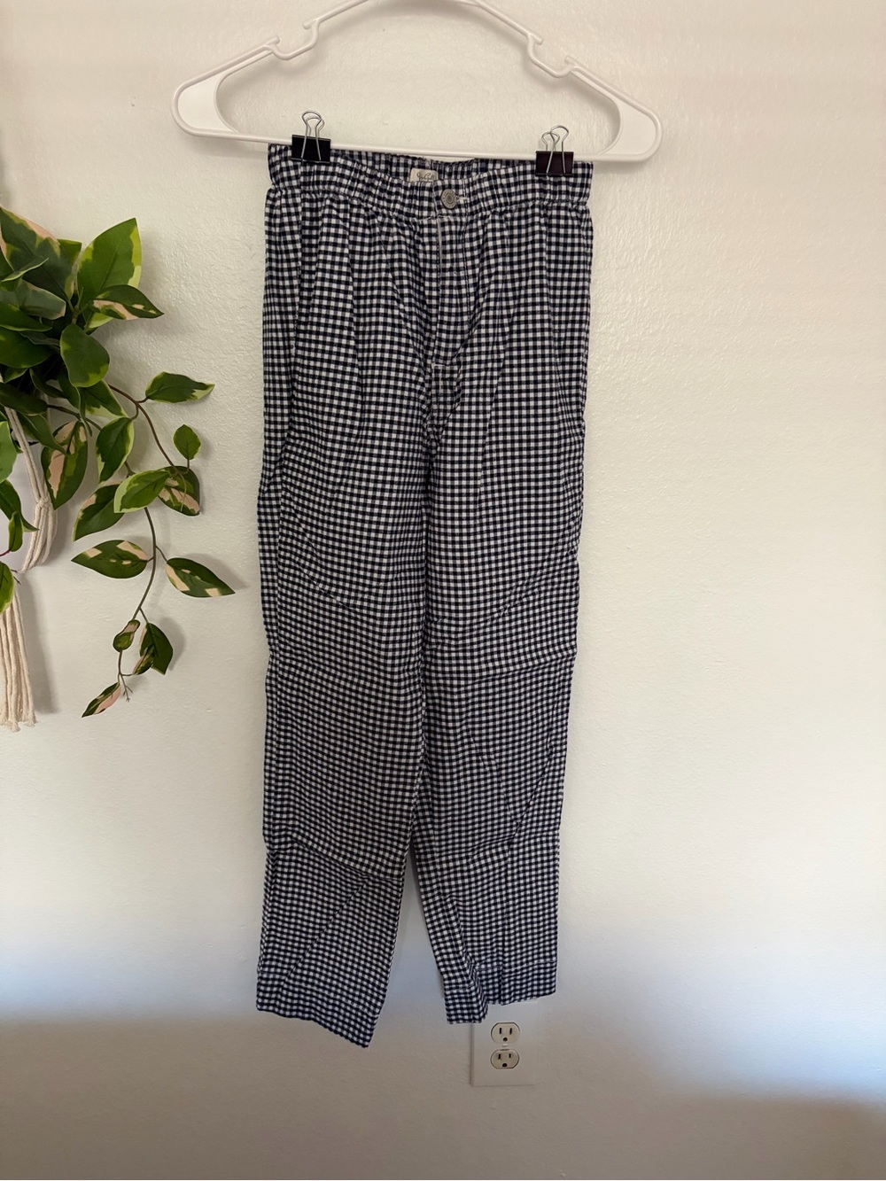 John Galt Blue & White Gingham Straight-Leg Pants